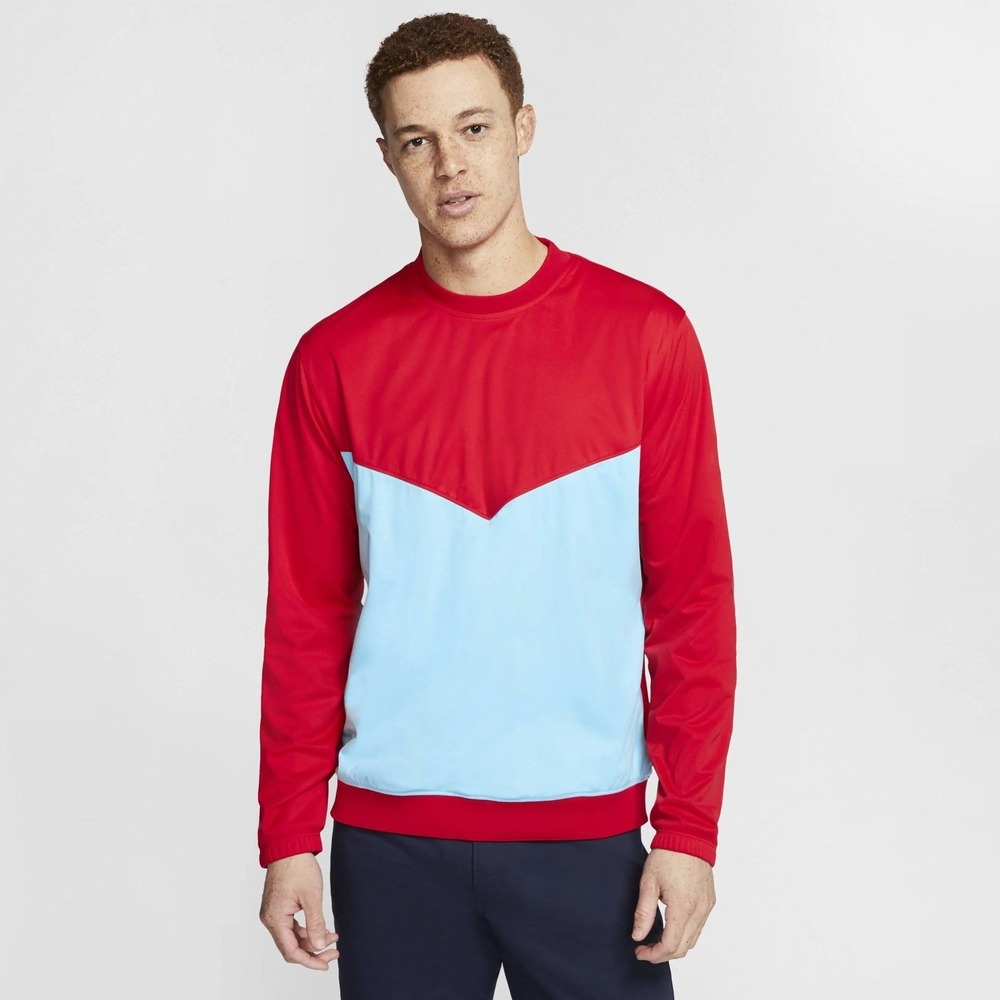 Nike Shield Victory Red Blue Golf Pullover Top Mens Size M